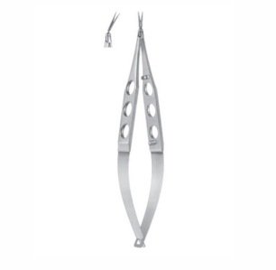 Stern Gills Capsulotomy Scissors, 110mm, 10mm Extra Thin Long Blades, Sharp Tips, Angled Forward