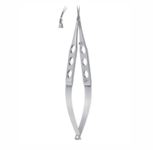 Uribe Stern Capsulotomy Scissors, 110mm, 10mm Extra Thin Long Blades, Sharp Tips, Curved, Angled, Forward