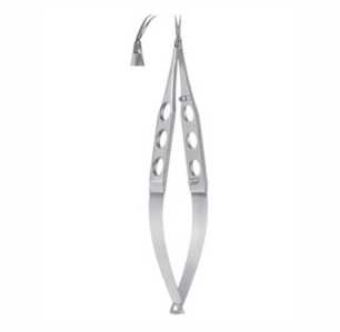 Gills Capsulotomy Scissors, 108mm, 10mm Long Angled Blades, Curved Tips, Sharp Points