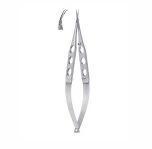 Uthoff Gills Capsulotomy Scissors, 110mm, 10mm Long Angled Blades, Curved Tips, Blunt Points