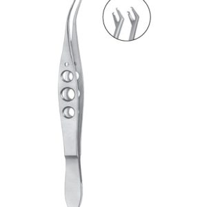 Hofmann Polack Corneal Suturing Forceps, 110mm, With Guide Pin, 1mm Spread, 1 x 1 Teeth, 0 2mm