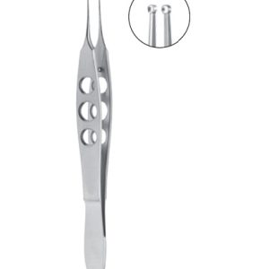 Fechtner Conjunctiva Forceps, 105mm, Very Delicate, Ring Shaped Tips With Tying Platform