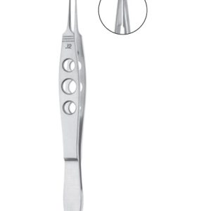 Thorpe Corneal Forceps, 100mm, 2 x 3 Teeth, 0 12mm With Tying Platform
