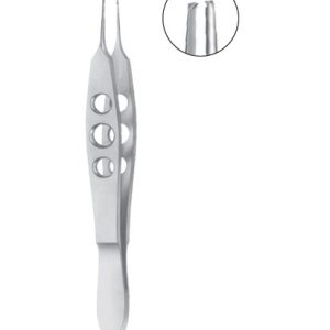 Mcpherson Tissue Forceps, 105mm, 1 x 2 Teeth, 0 4mm With Tying Platform, Straight