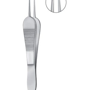 Sauer Fixation Forceps, 90mm, 1 x 2 Teeth, 0 3mm