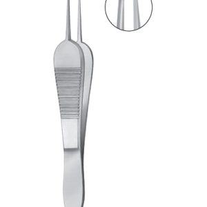 Manhattan Eye & Ear Fixation Foceps, 90mm, With Tying Platform, 1 x 2 Teeth, 0 3mm