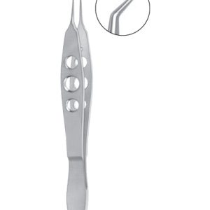 Mcpherson Tying Forceps, 100mm, 5mm Long Smooth Jaws, Angled, Titanium