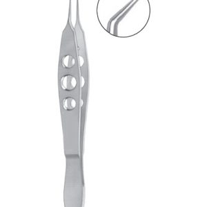 Kelman Mcpherson Tying Forceps, 100mm, 7 5mm Long Smooth Jaws, Angled