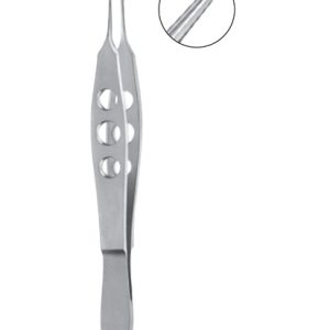 Haberle Mcpherson Lens Holding Forceps, 100mm, 7 5mm Long Jaws, With Groove, Angled