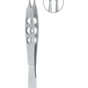 Kurstin Flap Stretching Forceps, 105mm, 2 5mm Disc Shaped Tip, Serrated Jaws