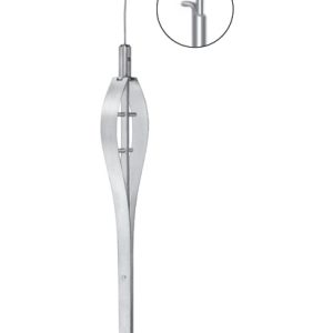 Feaster Lens Holding Forceps, 150mm, Gently Curved Shank 0 25mm Diameter Round Tip With Guard