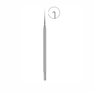 Bonn Micro Iris Hook, 125mm, Extra Delicate Blunt, Round Handle With Guard