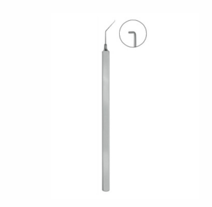 Clayman Jaffe Lens Manipulating Hook, 115mm, 0 15mm Diameter Blunt Tip, Angled