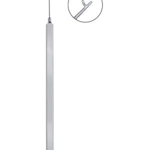 Jaffe Maltzman Lens Manipulating Hook, 120mm, 0 15mm Diameter Tip, Flat Handle, Angled