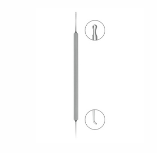 Katzen Lasik Flap, 135mm, Double Ended With 2mm Wide Bi Convex Notched Spatula on One Side And 0 2mm Modified Sinskey Hook on Other Side