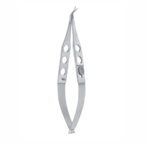 Troutman Castroviejo Corneoscleral Scissors, 105mm, With Lock 8mm Long Blades With Max  4mm Cutting Edge, Curved Right