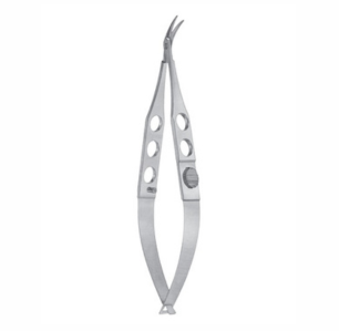 Troutman Castroviejo Corneoscleral Scissors, 110mm, With Lock 12mm Long Blades With Max  7mm Cutting Edge, Curved Left