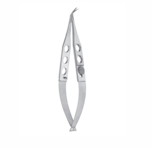 Troutman Katzin Corneal Transplant Scissors, 105mm, Strongly Curved, With Lock 8mm Long Blades With Max  4mm Cutting Edge, Curved Right