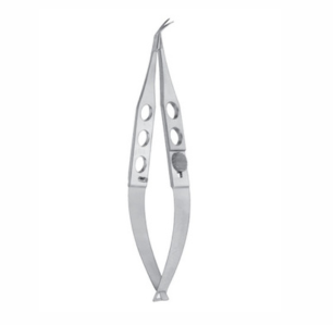Troutman Katzin Corneal Transplant Scissors, 105mm, Strongly Curved, With Lock 8mm Long Blades With Max  4mm Cutting Edge, Curved Left