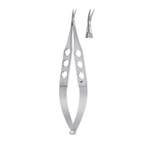 Castroviejo Universal Corneal Scissors, 110mm, 12mm Long Blades With Max 6mm Cutting Edge, Curved, Blunt Tips