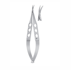Castroviejo Universal Corneal Scissors, 110mm, 14mm Long Blades With Max 8mm Cutting Edge, Curved, Blunt Tips