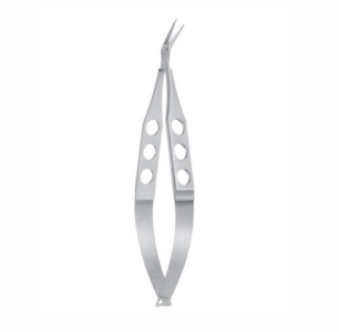 Castroviejo Keratoplasty Scissors, 115mm, Angled to Side, Blunt Tips 14mm Long Blades With Max 9mm Cutting Edge