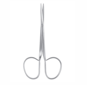 Strabismus Scissors, 100mm, Ribbon Type, Blunt Tips, Straight