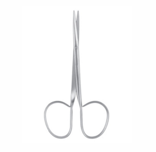 Strabismus Scissors, 100mm, Ribbon Type, Blunt Tips, Curved