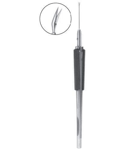 Vitrectomy Scissors, 140mm, Angled 30 Degree, Horizontal Opening, 20 G