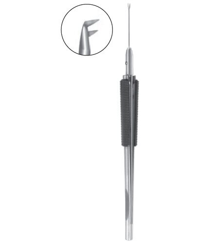 Vitrectomy Scissors, 140mm, Angled 60 Degree, Horizontal Opening, 20 G